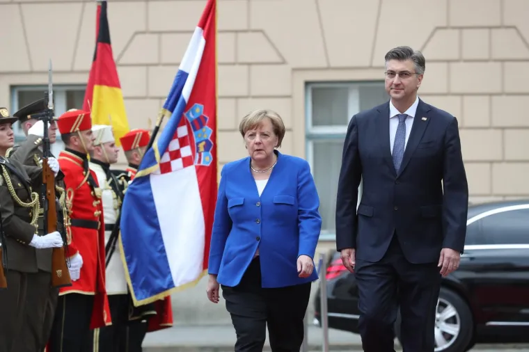 18.05.2019., Zagreb - Njemacka  Angela Merkel u Banskim dvorima se susrela s premijerom Andrejom Plenkovicem Photo: Robert Anic/PIXSELL