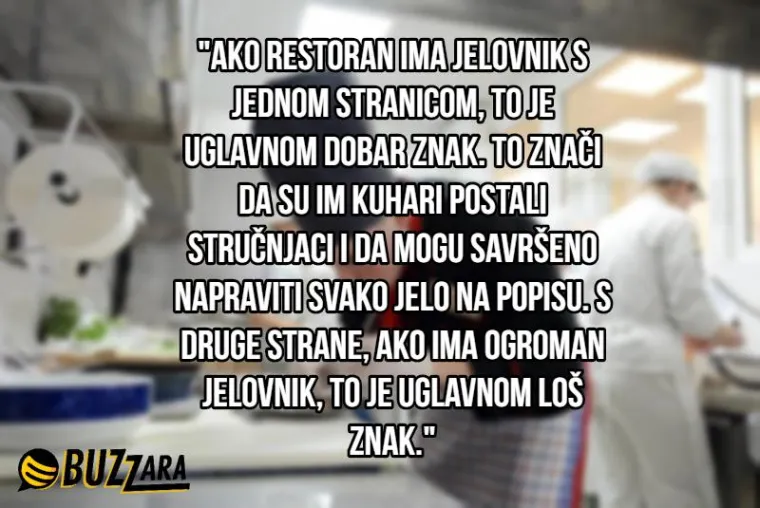 'Ako imaju ogroman jelovnik, sve je smrznuto': Kuhari otkrili što je dobar znak za neki restoran i od čega trebate bježati
