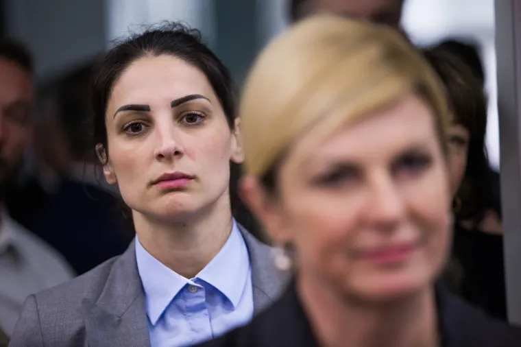 01.06.2019., Osijek - Predsjednica Kolinda Grabar Kitarović prilikom posjeta Osijeku bila je pod pratnjom žene koja radi u osiguranju. Photo: Davor Javorovic/PIXSELL