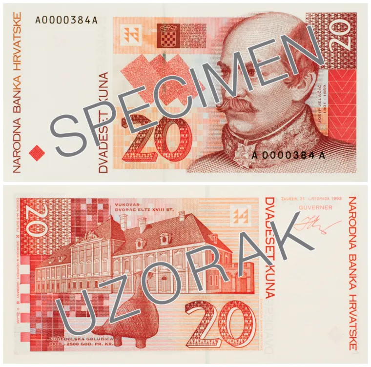 Novčanice od 20 kuna koje nose datum izdanja 31. listopada 1993. prestale su biti zakonsko sredstvo plaćanja 1. travnja 2007.
ZAPRIMLJENO U HNB-u od 31.5.2018. - 31.5.2019.: 6.368
UKUPNO POVUČENO IZ OPTJECAJA: 17.604.409  
NEVAŽEĆE NOVČANICE IZVAN TREZORA HNB-a NA DAN 31.5.2019.: 1.735.062