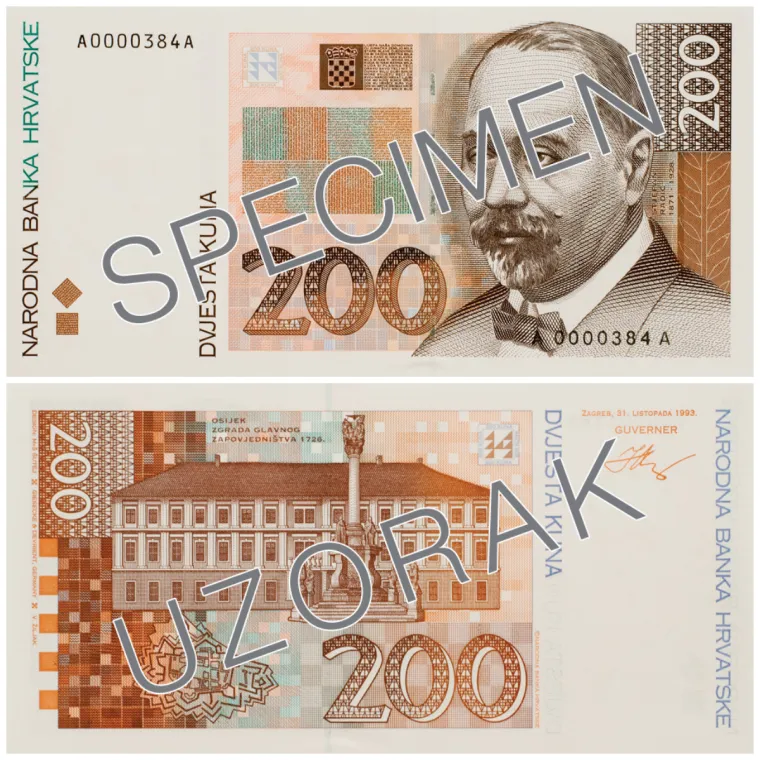 Novčanice od 200 kuna koje nose datum izdanja 31. listopada 1993. prestale su biti zakonsko sredstvo plaćanja 1. siječnja 2010.
ZAPRIMLJENO U HNB-u od 31.5.2018. - 31.5.2019.: 7.893 
UKUPNO POVUČENO IZ OPTJECAJA: 24.271.940    
NEVAŽEĆE NOVČANICE IZVAN TREZORA HNB-a NA DAN 31.5.2019.: 194.934