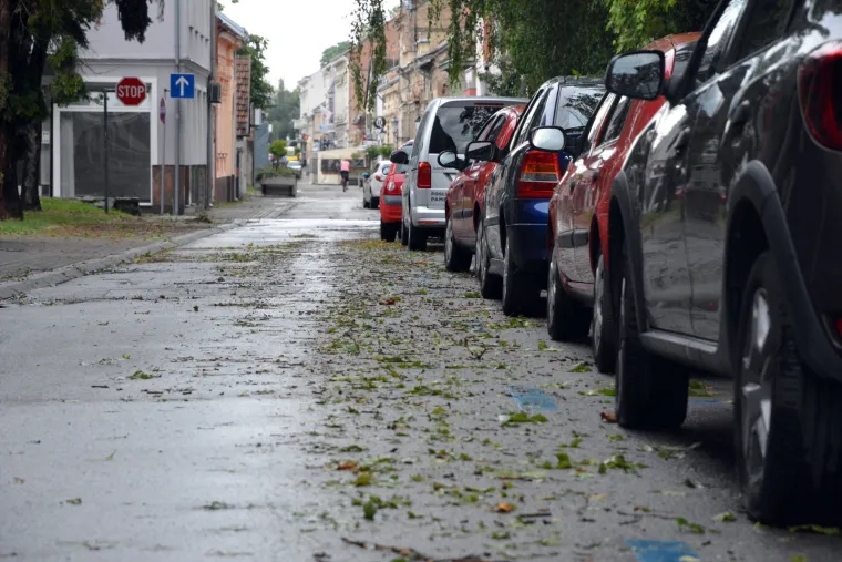 Slavonski Brod: Nevrijeme praćeno jakim vjetrom čupalo stabla i poplavilo ulice i podrume