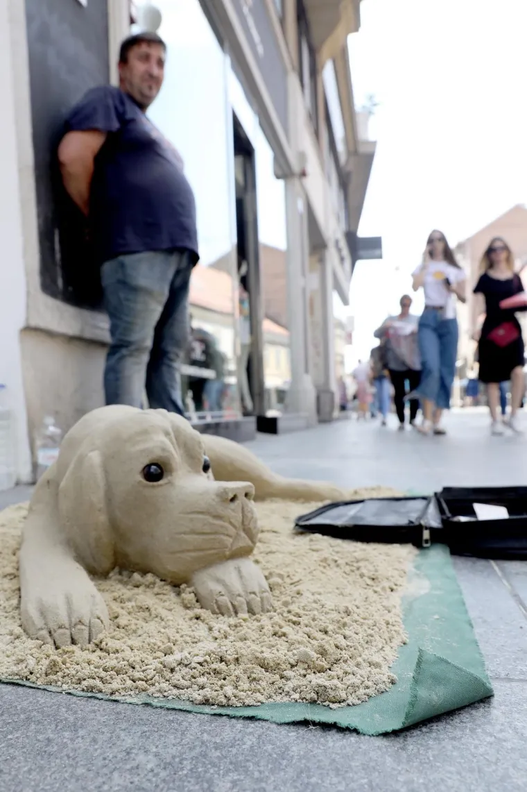 Zanimljiv prizor: Pas od pijeska žica kunu u centru Zagreba!