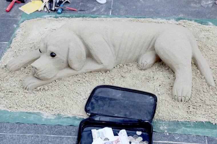 Zanimljiv prizor: Pas od pijeska žica kunu u centru Zagreba!