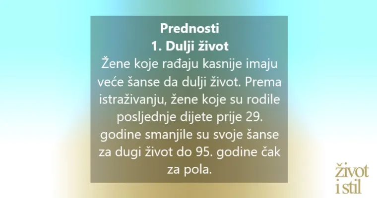 Prednosti i rizici majčinstva nakon četrdesete