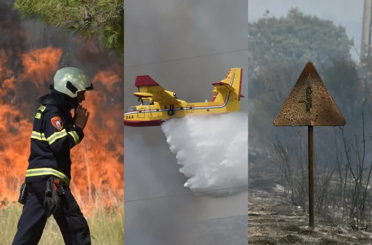 FOTO Izbio veliki požar kod &Scaron;ibenika: Vatrogascima pomažu tri kanadera i tri air tractora