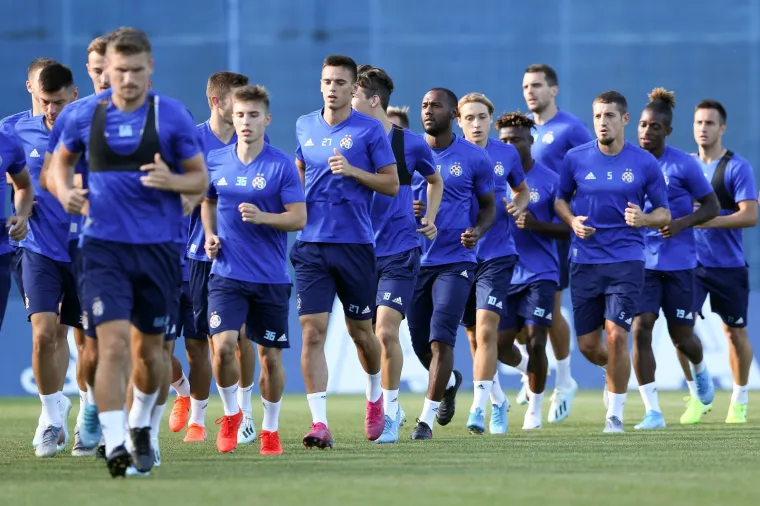 Stadion Maksimir, Zagreb - Trening GNK Dinama uoči utakmice 3. pretkola UEFA Lige prvaka, GNK Dinamo - Ferencvarosi TC. Nikola Moro, Kevin Theophile Catherine. Photo: Luka Stanzl/PIXSELL