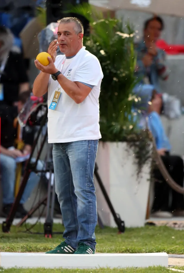 02.09.2019., Zagreb - IAAF World Challenge Zagreb 2019. - 5. memorijal Ivana Ivancica - natjecanje u bacanje kugle. Najbolji svjetski bacaci kugle natjecu se pokraj gradskih fontana i Nacionalne i sveucilisne knjiznice. Prije memorijal Ivana Ivancica poznati se okusali u bacanju kugle . Igor Mesin Photo: Marko Prpic/PIXSELL