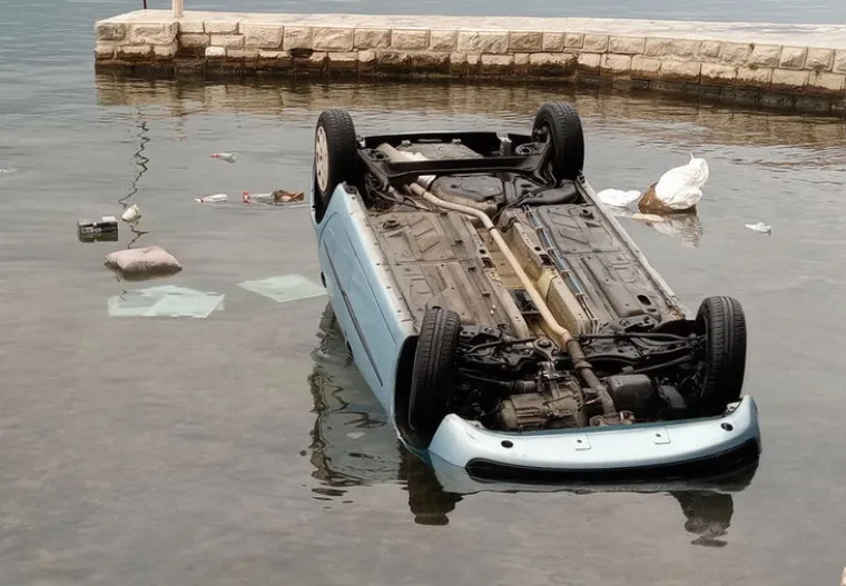 Drama u Zadru: S Fiatom Puntom sletio u more. Posjetitelji kafića herojski ga izvukli iz auta