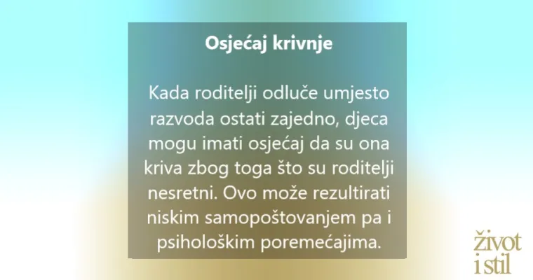 Odlučili ste ostati u braku zbog djece? Ovo su posljedice koje trpe klinci