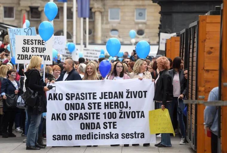 PROSVJED MEDICINSKIH SESTARA U ZAGREBU: 'Imam 50 a moram raditi kao dvije od 25'