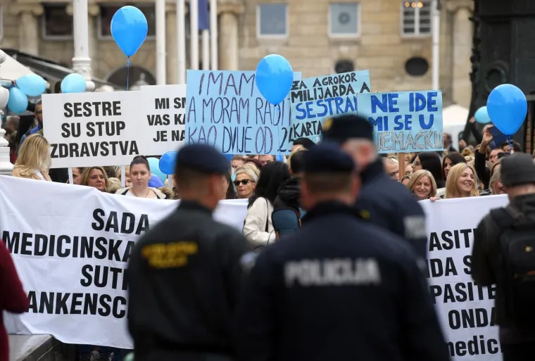 PROSVJED MEDICINSKIH SESTARA U ZAGREBU: 'Imam 50 a moram raditi kao dvije od 25'