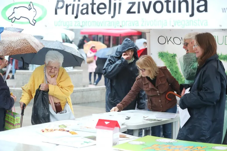 VEGANI IZVELI PERFORMANS NA TRGU BANA JELAČIĆA: 'Ni bik Jerry ni ostale životinje ne žele u klaonice'