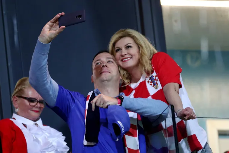 Rijeka: Kolinda Grabar Kitarović s tribina prati utakmicu Hrvatska - Slovačka