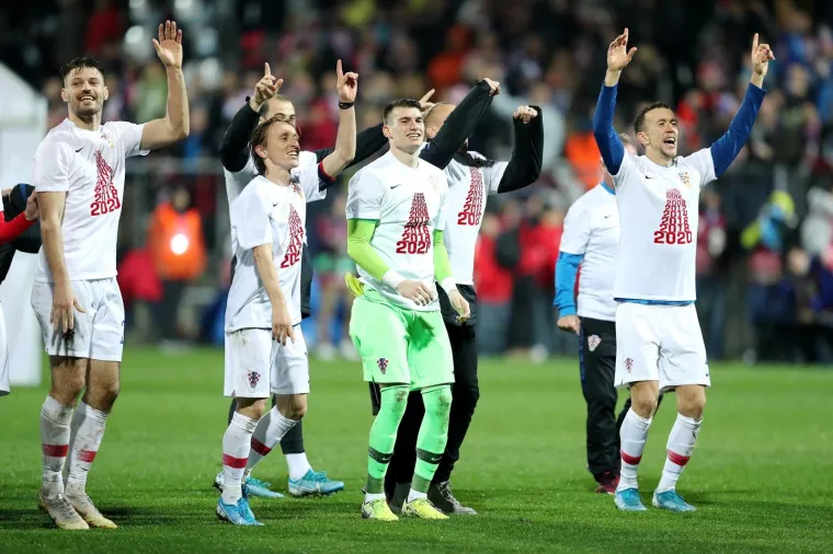16.11.2019., stadion HNK Rijeka, Rijeka - Kvalifikacije za Europsko prvenstvo, skupina E, 9. kolo, Hrvatska - Slovacka. Slavlje Hrvatske. 
Photo: Dalibor Urukalovic/PIXSELL