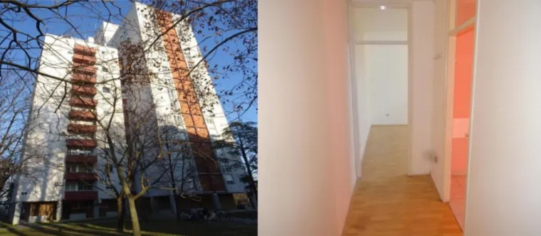 Zgrada u Osijeku, Vijenac Ivana Meštrovića br. 102. Stan br. 106
na trinaestom katu, koji se sastoji od jedne sobe, kuhinje, izbe, kupaonice, predsoblja, lođe,
ukupno sa 38,22 m2 s pripadajućom drvarnicom. Početna cijena mu je 212.000 kuna.