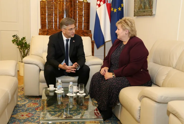 20.11.2019.,Zagreb - Vlada RH, sastanak premijera Andreja Plenkovica s predsjednicom vlade kraljevine Norveske Ernom Solberg. 
Photo: Dalibor Urukalovic/PIXSELL