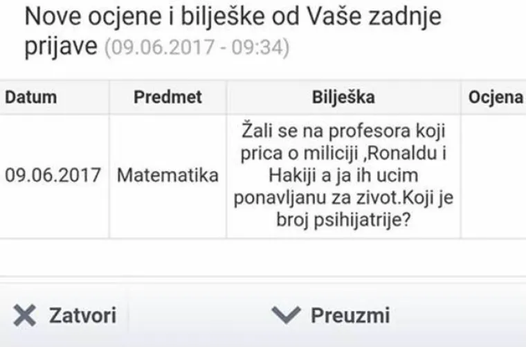 ʼUčenik me poslao u 3 pm i naručio ćevapeʼ: Bilje&scaron;ke iz dnevnika koje dokazuju da profesore sve manje po&scaron;tuju