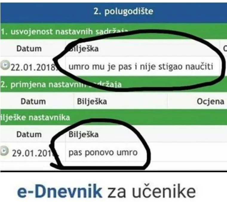 ʼUčenik me poslao u 3 pm i naručio ćevapeʼ: Bilje&scaron;ke iz dnevnika koje dokazuju da profesore sve manje po&scaron;tuju