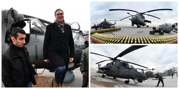 Vučić odu&scaron;evljen 'vražjim kočijama': Vojska Srbije predstavila nove helikoptere kupljene u Rusiji