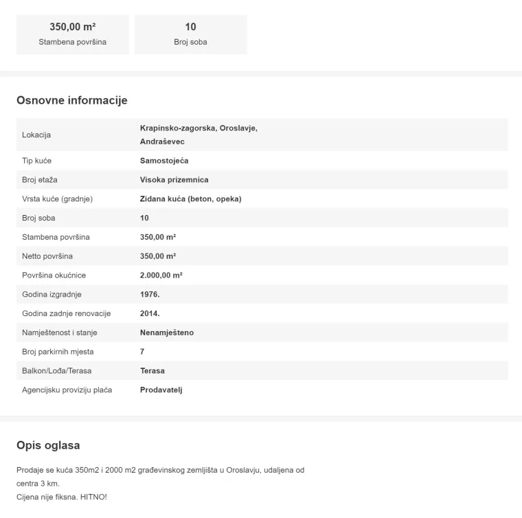 Prodaje se dio doma u kojem je poginulo &scaron;est osoba! Vlasnik se hitno želi rije&scaron;iti kuće s deset soba