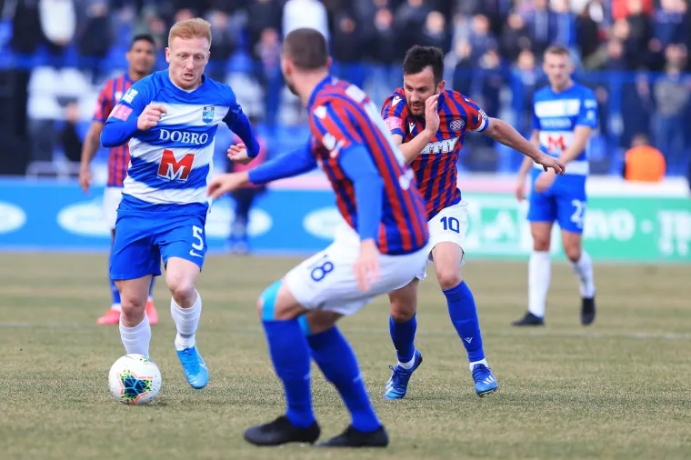 29.02.2020., stadion Gradski vrt, Osijek - 24. kolo, Hrvatski Telekom Prva HNL, NK Osijek - HNK Hajduk. Laszlo Kleinheisler, Mijo Caktas. 
Photo: Davor Javorovic/PIXSELL