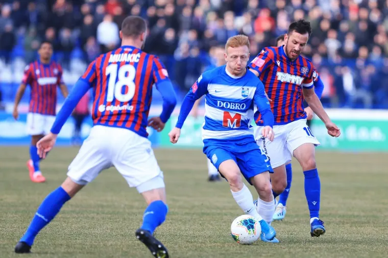 29.02.2020., stadion Gradski vrt, Osijek - 24. kolo, Hrvatski Telekom Prva HNL, NK Osijek - HNK Hajduk. Laszlo Kleinheisler, Mijo Caktas. 
Photo: Davor Javorovic/PIXSELL