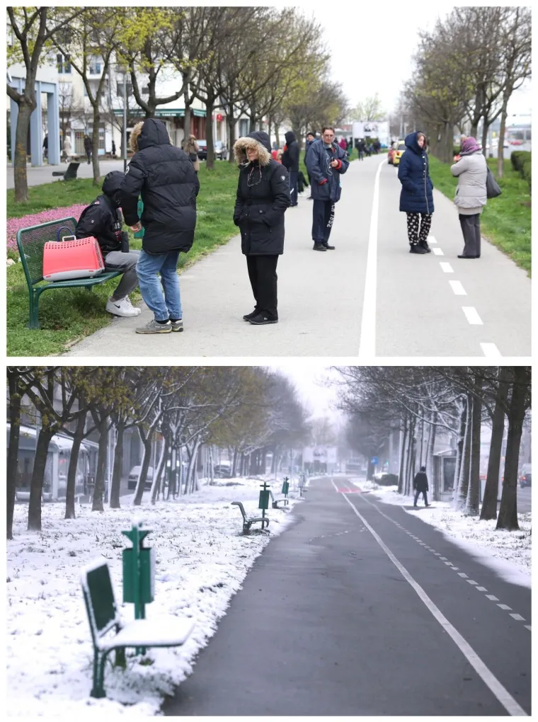 22./24.03.2020., Zagreb - Nakon nedjeljnog potresa Zagreb se jutros probudio pod snijeznim pokrivacem i uz temperaturu ispod nule. Iako je i u nedjelju bilo hladno, snijeg bi dodatno otezao stanje. Pogledajte kako izgledaju mjesta na kojima su se prije dva dana sklanjali Zagrepcani.
 Photo: Patrik Macek/PIXSELL