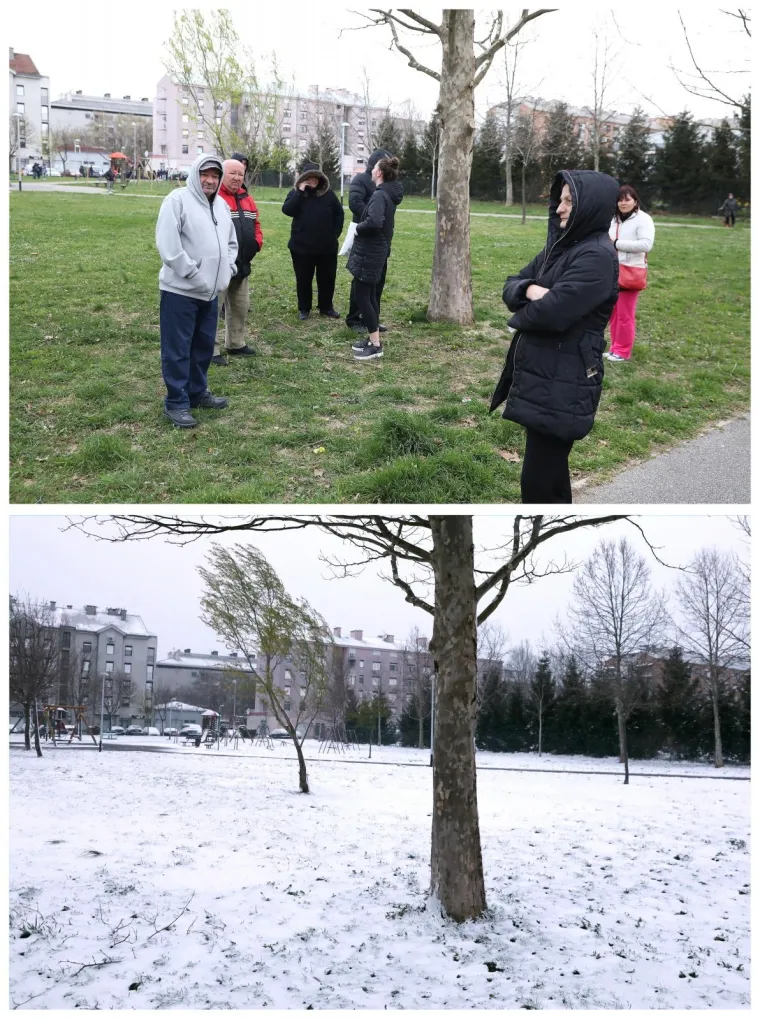 22./24.03.2020., Zagreb - Nakon nedjeljnog potresa Zagreb se jutros probudio pod snijeznim pokrivacem i uz temperaturu ispod nule. Iako je i u nedjelju bilo hladno, snijeg bi dodatno otezao stanje. Pogledajte kako izgledaju mjesta na kojima su se prije dva dana sklanjali Zagrepcani.
 Photo: Patrik Macek/PIXSELL