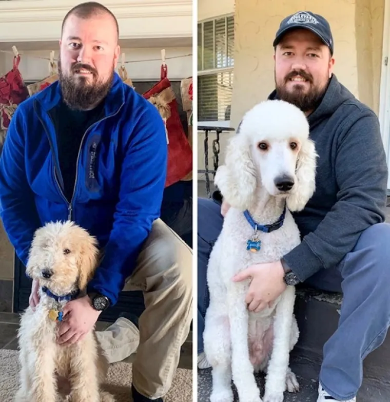 Prije i poslije: Pogledajte slike pasa i njihovih vlasnika dok zajedno odrastaju