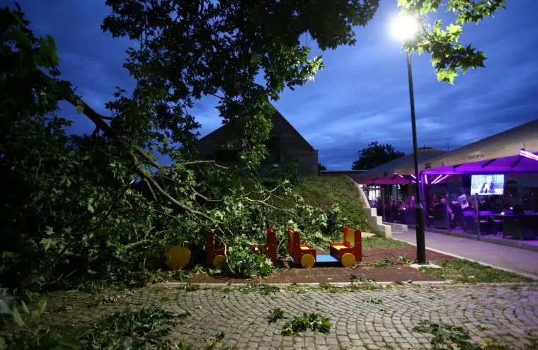 Nevrijeme pogodilo Zagreb i okolicu: Vjetar sru&scaron;io krov na zgradi i stabla u parku