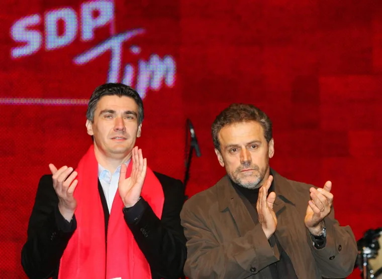 Zoran Milanović i Milan Bandić na glavnom predizbornom skupu SDP-a 2007. godine.