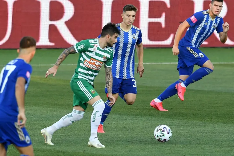 Rapid je poveo u prvom dijelu 1:0, a gol je zabio Kara.
Photo: Marko Lukunic/PIXSELL