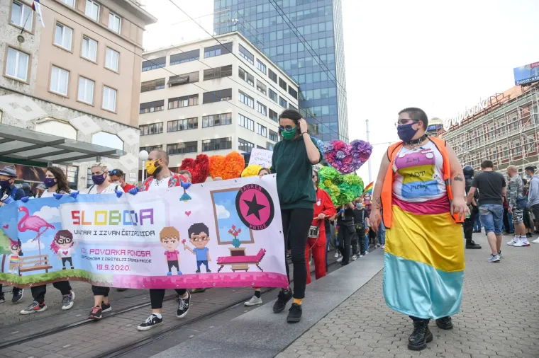 19. Povorka ponosa LGBTIQ osoba i obitelji Zagreb Pride 2020 pod sloganom "Sloboda unutar i izvan četiri zida".