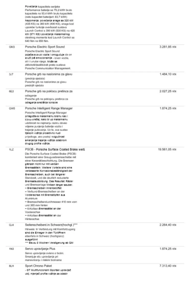 Porsche Taycan 4S Plus -popis serijske i dodatne opreme , te konačna cijena