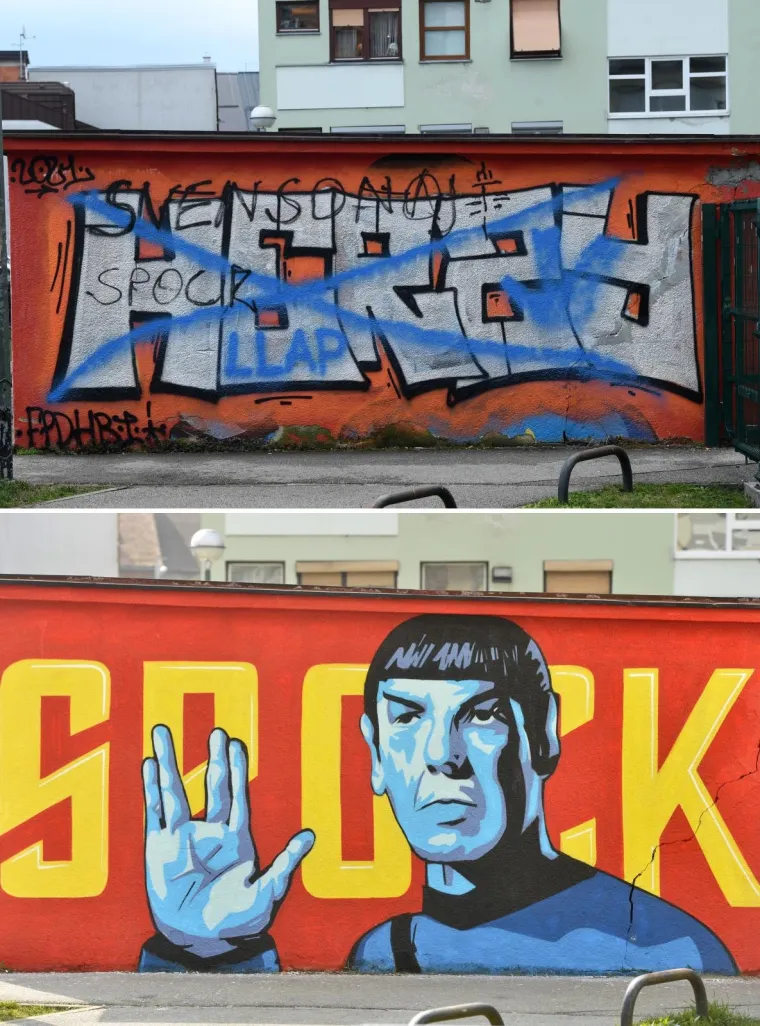 Netko je prefarbao omiljeni grafit Spocka na zagrebačkoj Tre&scaron;njevci