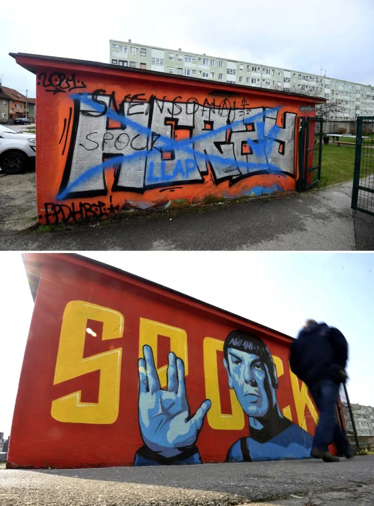 Netko je prefarbao omiljeni grafit Spocka na zagrebačkoj Tre&scaron;njevci