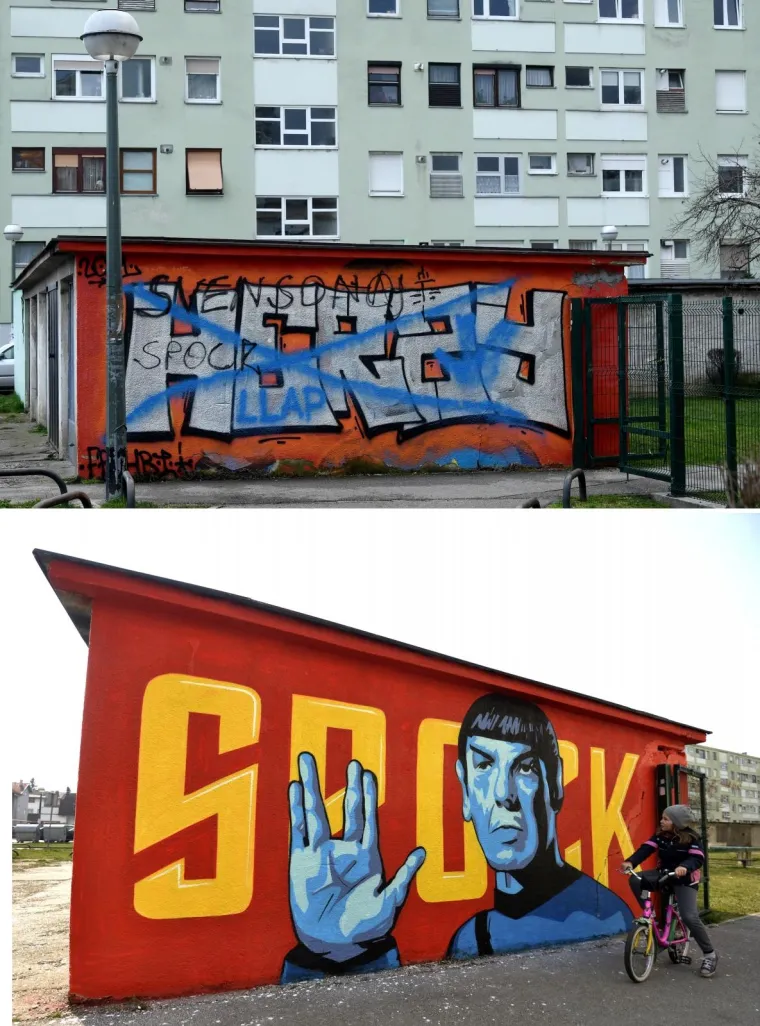 Netko je prefarbao omiljeni grafit Spocka na zagrebačkoj Tre&scaron;njevci