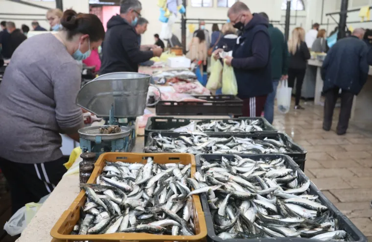 02.04.21., Split - Splicani uranili na trznicu odabrati ribu za rucak iz bogate i raznovrsne ponude. 
Photo:Ivo Cagalj/PIXSELL
