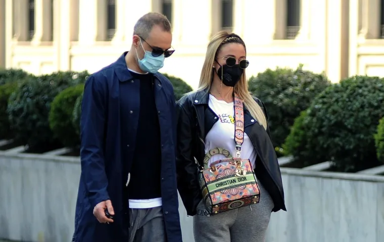 Diletta Leotta goes casual as she is seen walking through the streets of Milan with a new look alongside Daniele Battaglia.
She is seen wearing a leather jacket, Dior bag, pink Balenciaga socks with sneakers, and stylish sunglasses by Valentino.
Pictured: Daniele Battaglia,Diletta Leotta,Image: 602360148, License: Rights-managed, Restrictions: -FRA, -ITA, -ESP, Model Release: no