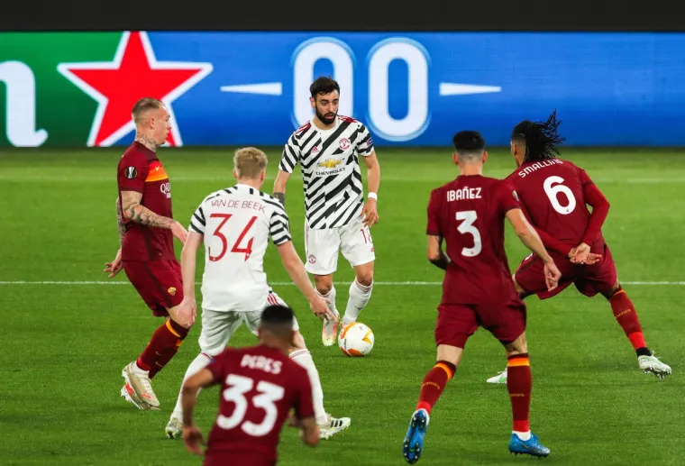 Nogometa&scaron;i Manchester Uniteda u uzvratnoj utakmici polufinala Europske lige brane veliku prednost od 6:2 iz prvog susreta kod talijanske Rome. Foto: Profimedia