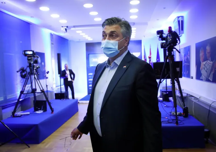 16.05.2021., Zagreb - Izborni stožer kandidata HDZ-a, HSLS-a i HSU-a za gradonačelnika Zagreba Davora Filipovića u sredi&scaron;njici HDZ-a na Trgu žrtava fa&scaron;izma 4. Andrej Plenković.