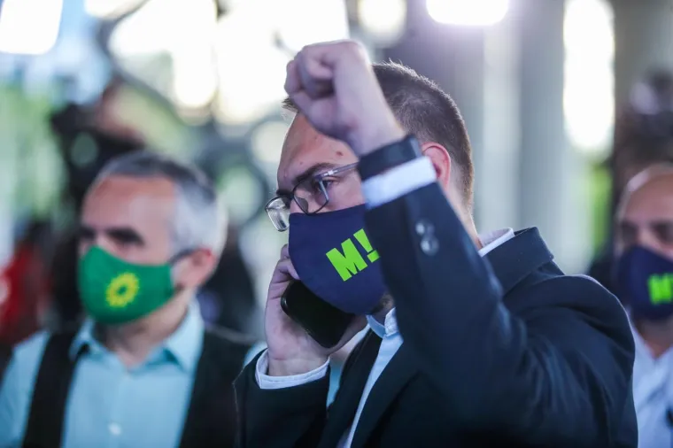 16.05.2021., Zagreb - Izborni stožer kandidata koalicije Možemo! - Zagreb je NAS! - Zelena alternativa ORaH - Nova ljevica - Za Grad! za gradonačelnika Zagreba Tomislava Toma&scaron;evića u Muzeju suvremene umjetnosti.