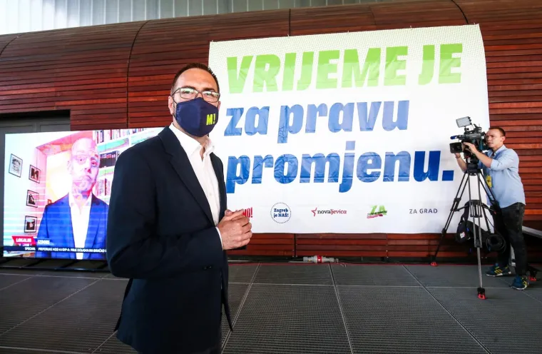SLAVLJE U STOŽERU TOMISLAVA TOMA&Scaron;EVIĆA; Veselje nakon prvih rezultata vodećeg kandidata za zagrebačkog gradonačelnika