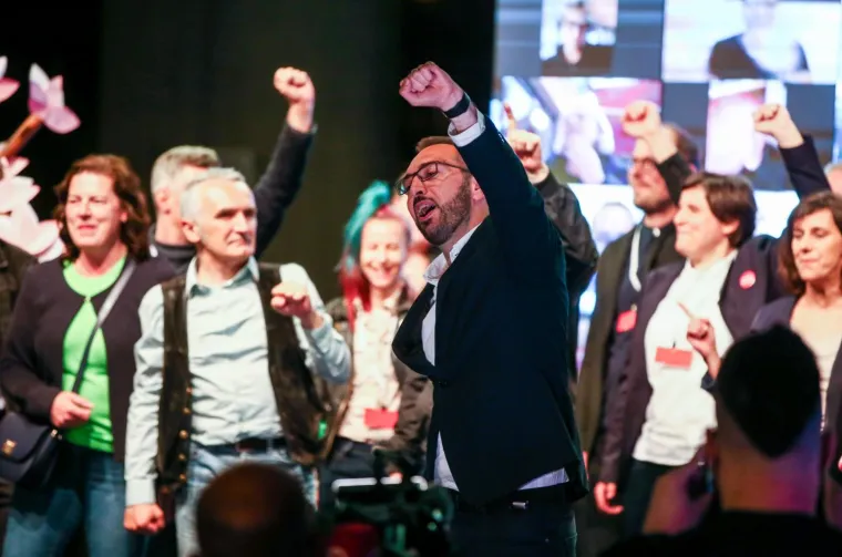 Slavlje u izbornom stožeru kandidata koalicije Možemo! - Zagreb je NAS! - Zelena alternativa ORaH - Nova ljevica - Za Grad! za gradonačelnika Zagreba Tomislava Toma&scaron;evića u Muzeju suvremene umjetnosti.