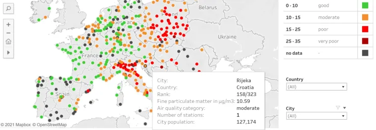 Zagađenje zraka u EU i Hrvatskoj