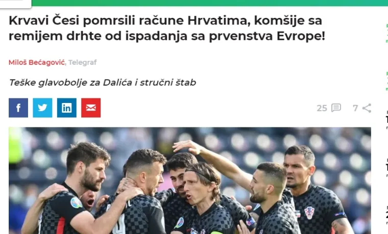 Evo &scaron;to srpski mediji pi&scaron;u nakon remija Hrvatske i Če&scaron;ke