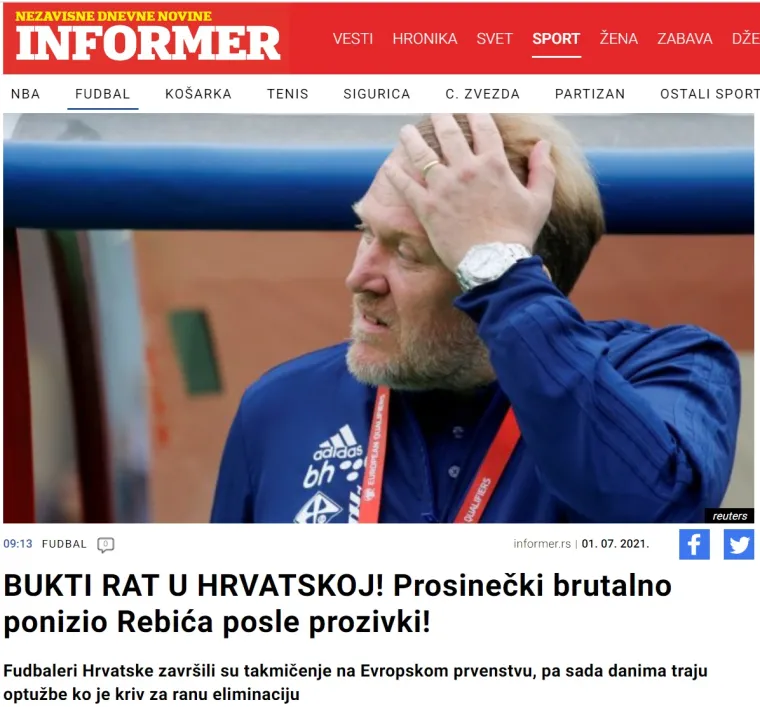 Evo &scaron;to srpski mediji pi&scaron;u o 'slučaju Rebić'