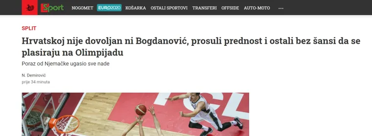 Srpski mediji: 'Debakl Hrvatske u Splitu. Hrvati plaču! Nijemci ih ostavili bez vize za Olimpijske igre