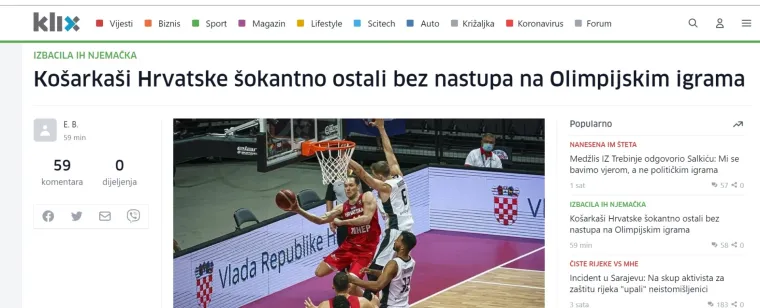 Srpski mediji: 'Debakl Hrvatske u Splitu. Hrvati plaču! Nijemci ih ostavili bez vize za Olimpijske igre